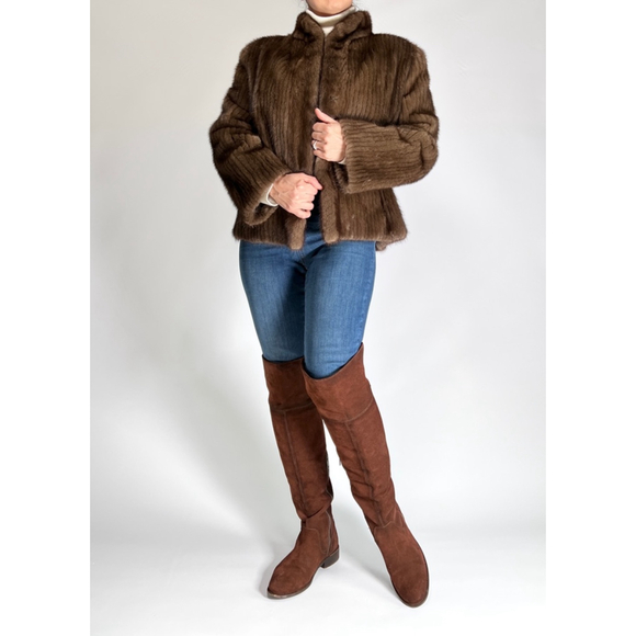 MINK FUR WomenS Jacket Brown Size L - Picture 3 of 17